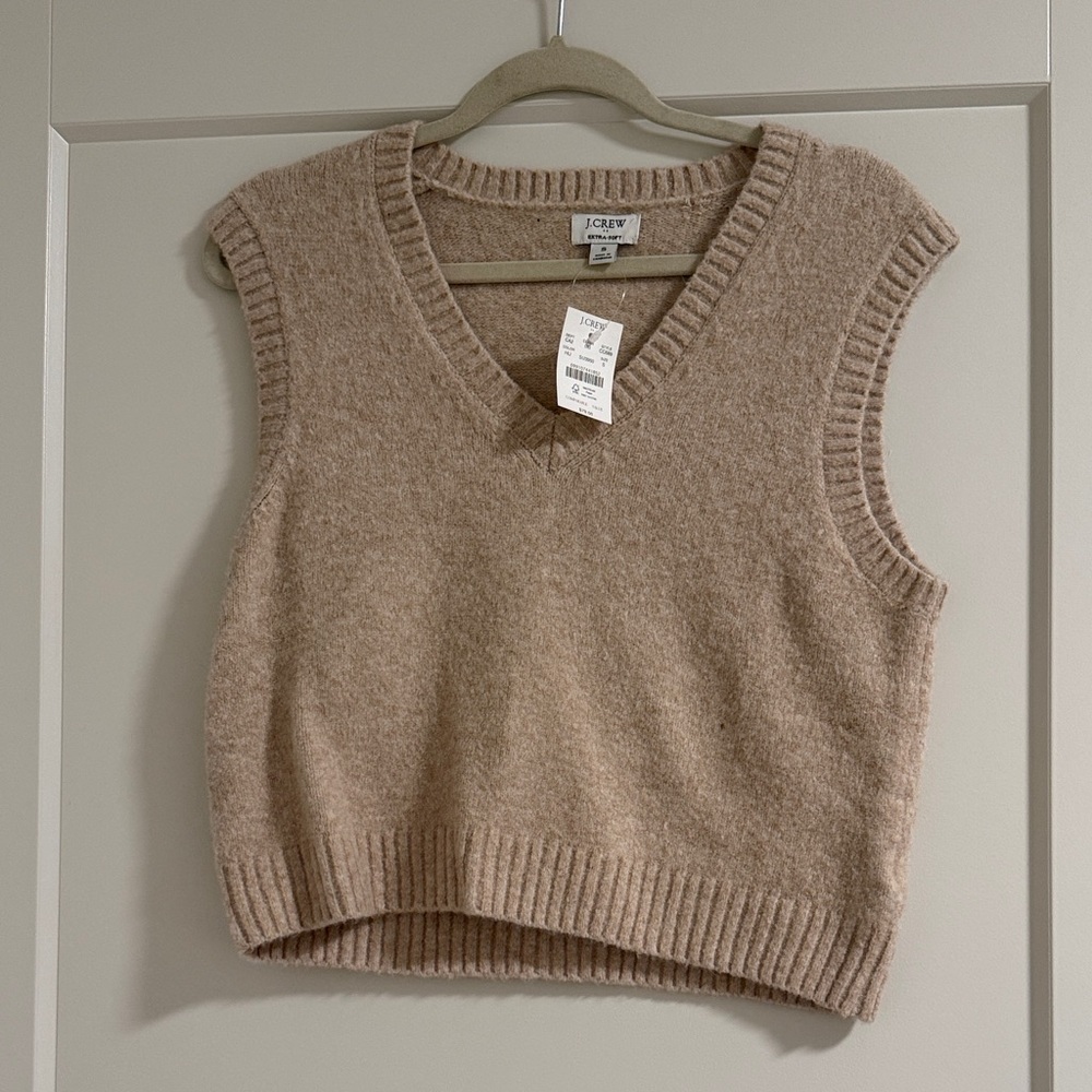 J. Crew Women's V-Neck Sweater Vest in Tan